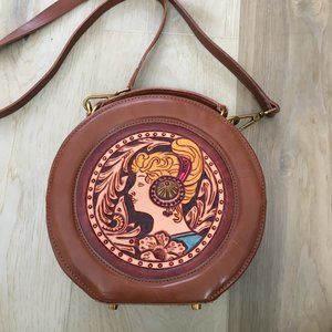 Hand Painted Round Leather Purse